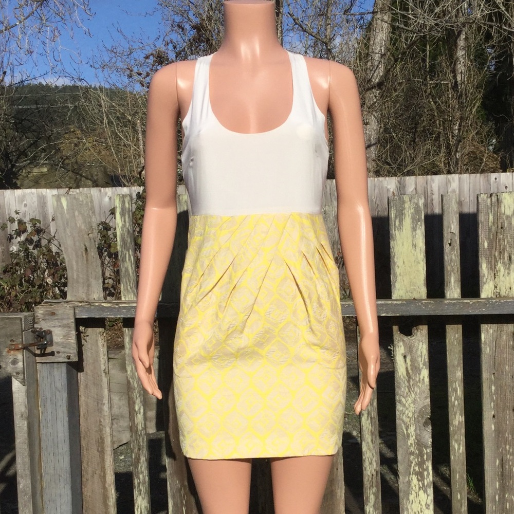 Ali Ro Yellow & White Jacquard Dress